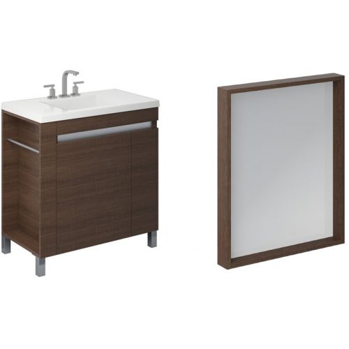 Combo muebles para baño Schneider Lavatory + Espejo Línea Aqua 60 cm Wengue/Carvalho