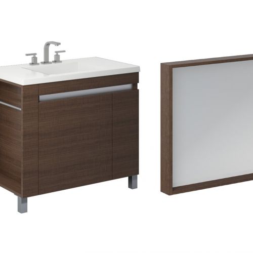 Combo muebles para baño Schneider Lavatory + Espejo Línea Aqua 80 cm Wengue/Carvalho