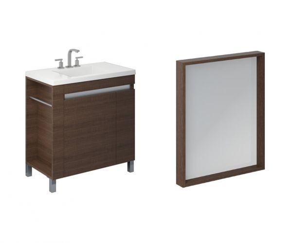 Combo muebles para baño Schneider Lavatory + Espejo Línea Aqua 60 cm Wengue/Carvalho